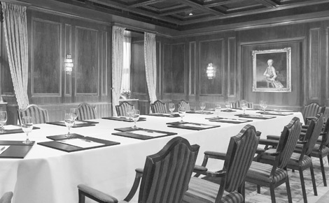 Photo shows conference room in Hotel Imperial in Vienna