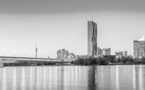 photo Danube and modern skyscrapers